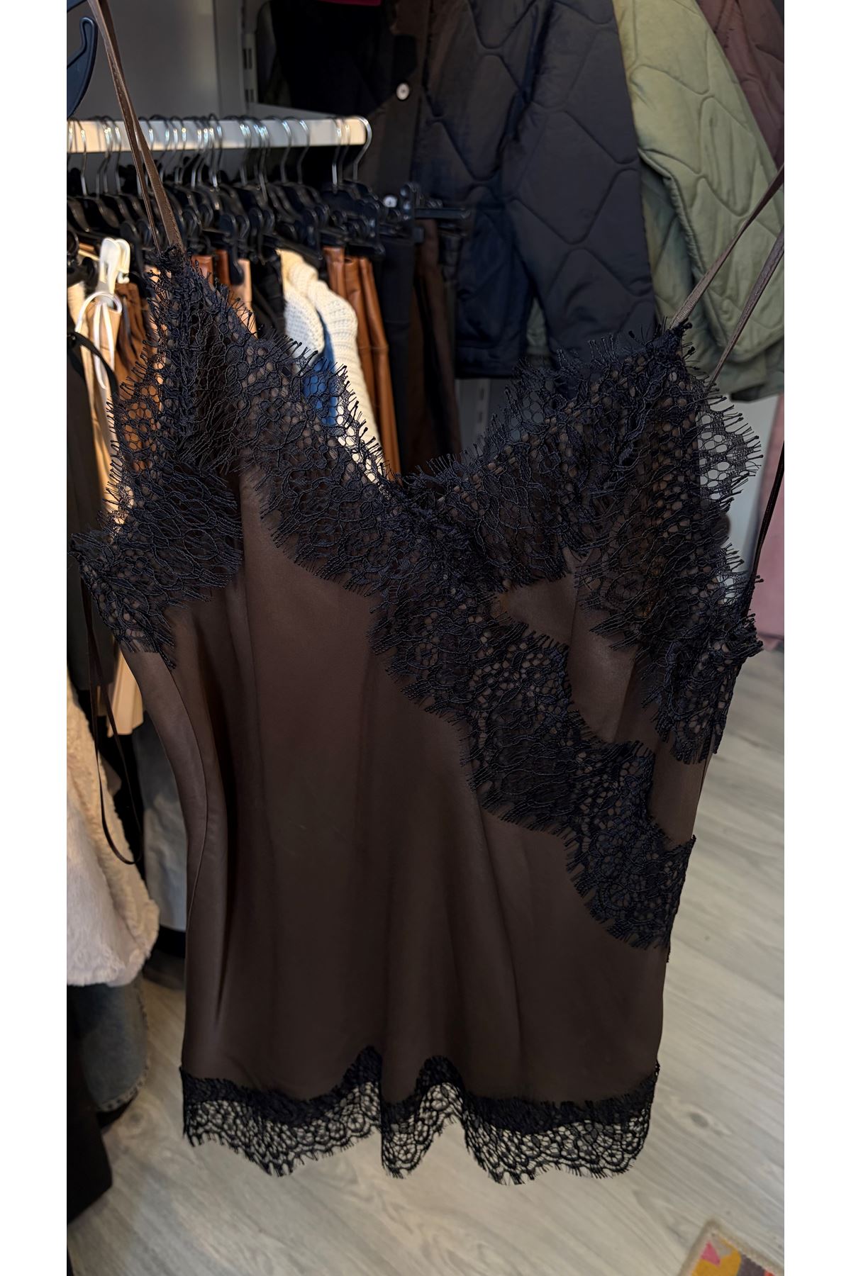 Saten elbise ve bluz seti