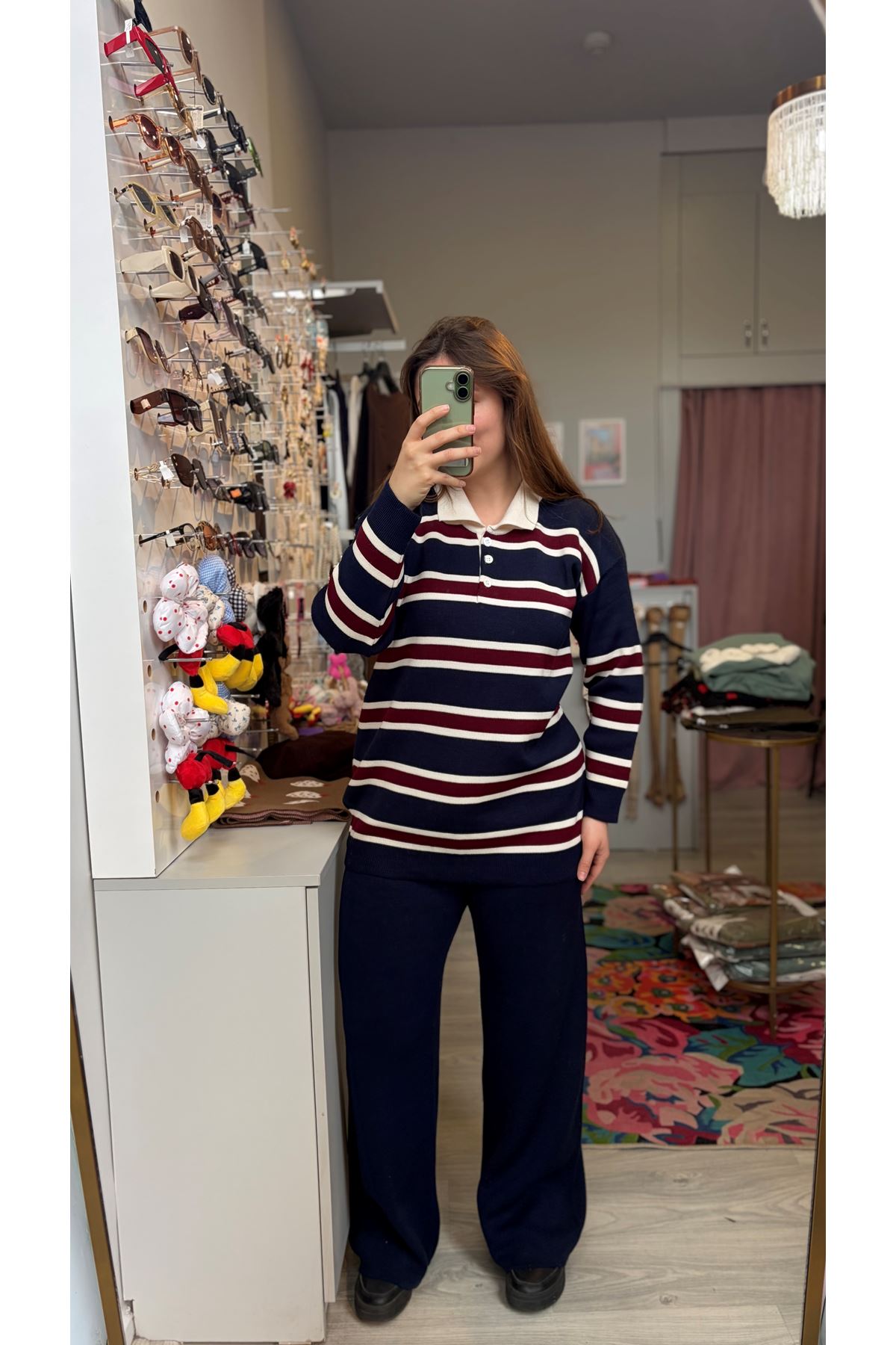 Çizgili Lacivert Triko Takım