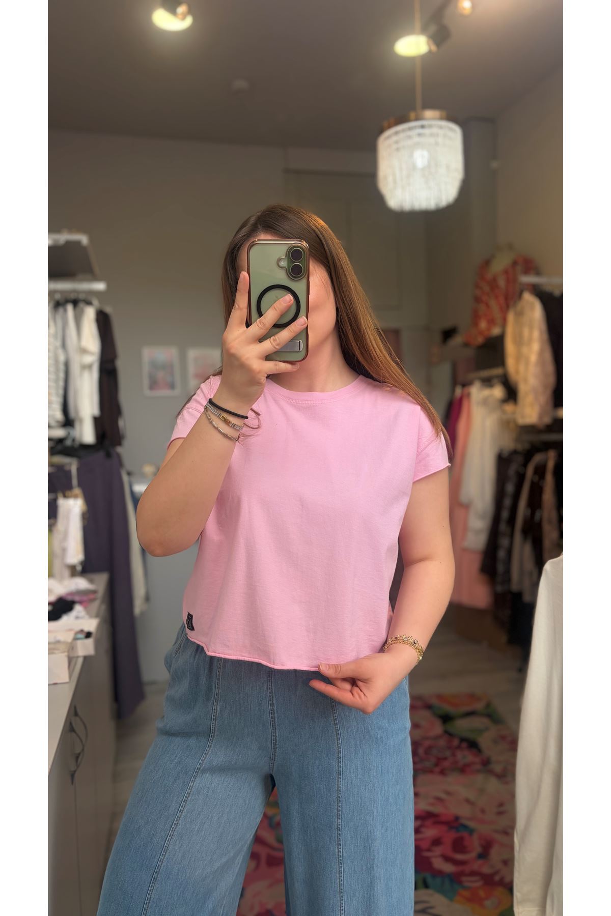 Pembe %100 Pamuk T-shirt