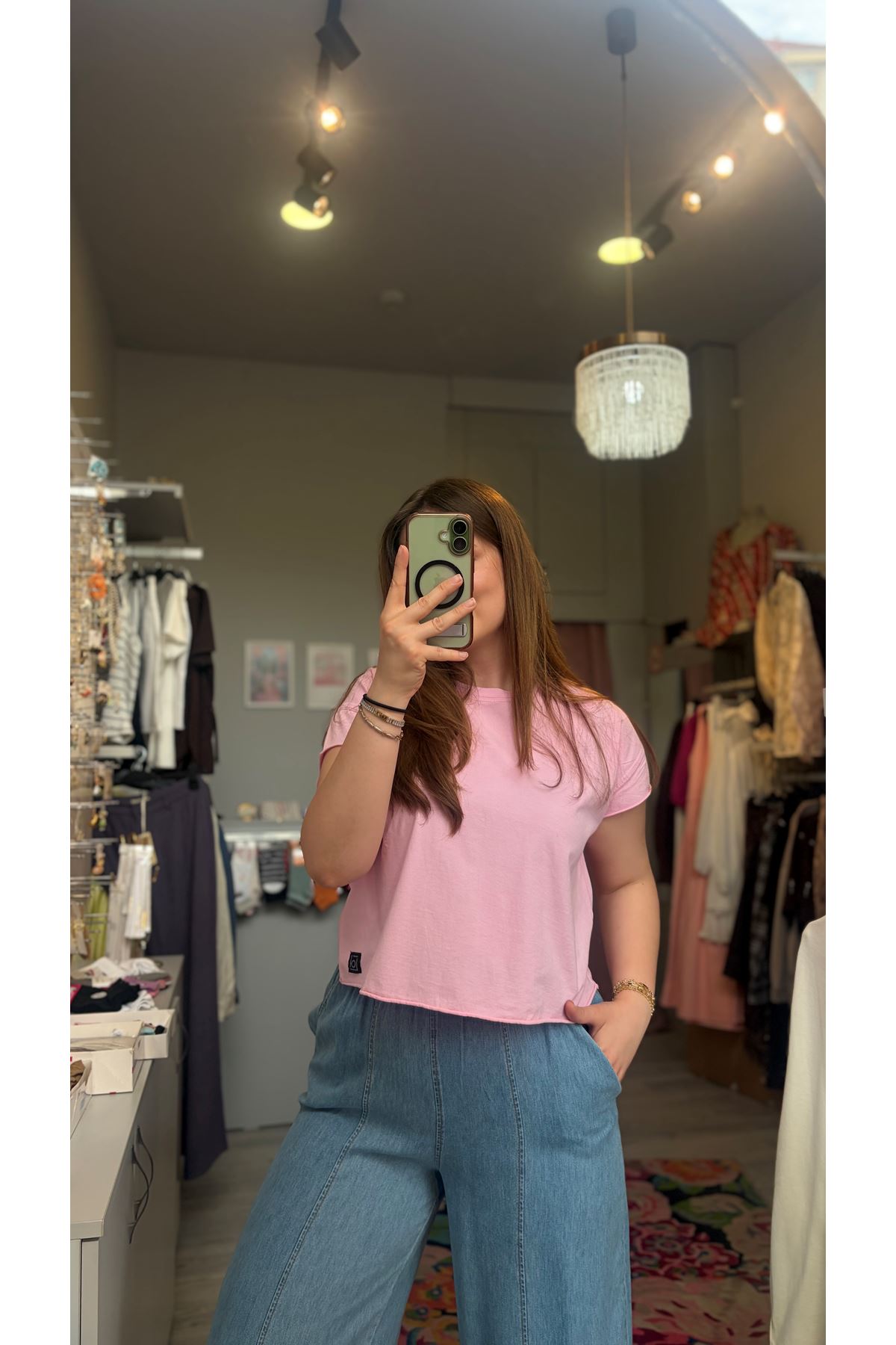 Pembe %100 Pamuk T-shirt