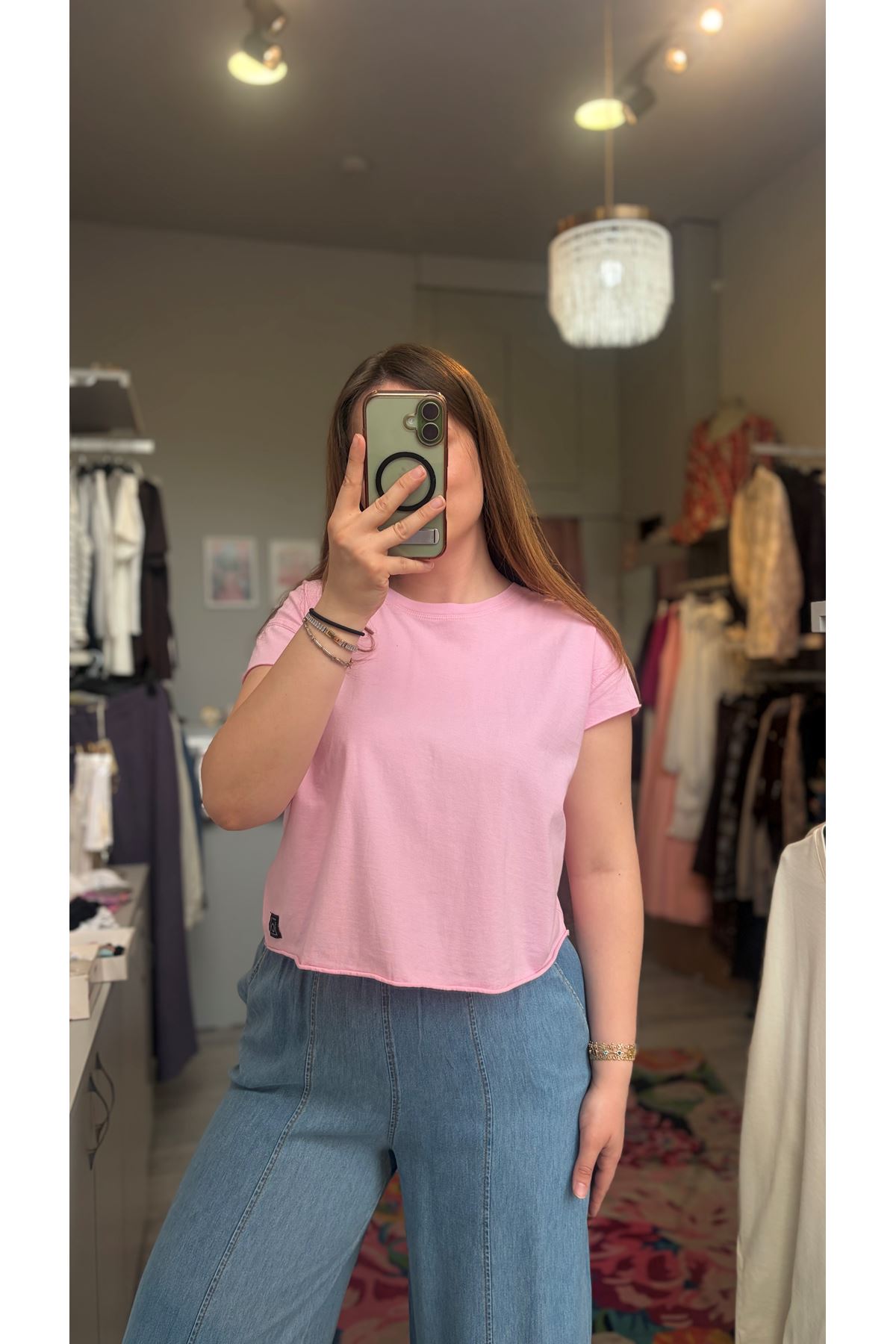 Pembe %100 Pamuk T-shirt
