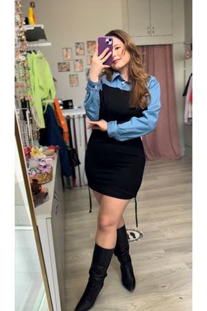 Denim Detaylı Tasarım Elbise