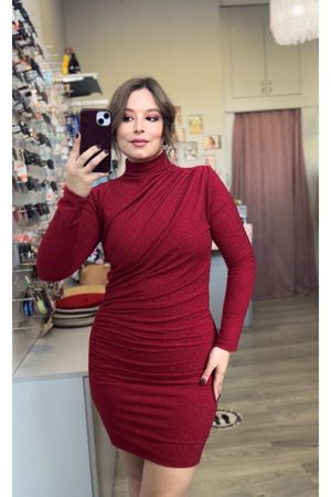 Simli Likralı Elbise 