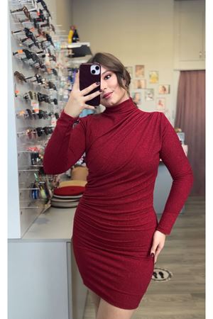 Simli Likralı Elbise 