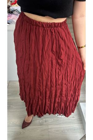 Bordo Kırışık Etek