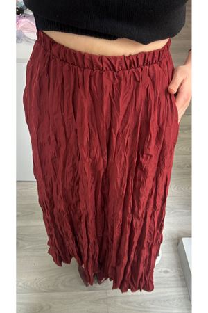 Bordo Kırışık Etek