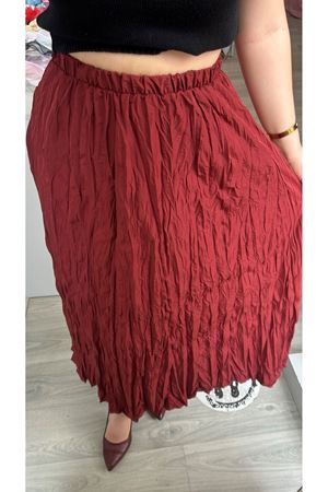 Bordo Kırışık Etek