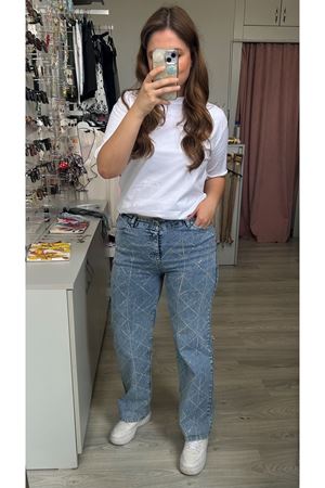 Taşlı Likralı Jean