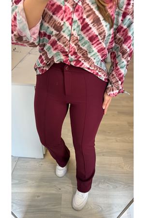 Bordo Full Likralı Pantolon 