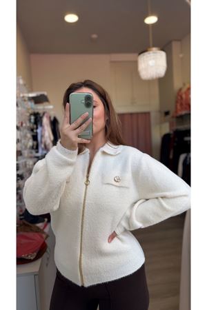 Angora Fermuarlı Hırka