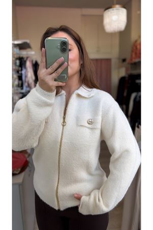 Angora Fermuarlı Hırka