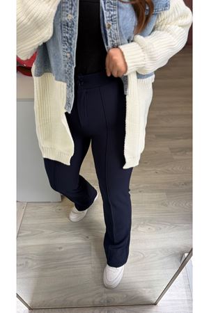 Lacivert Enine Boyuna Full Likralı Pantolon 