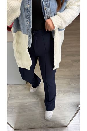 Lacivert Enine Boyuna Full Likralı Pantolon 