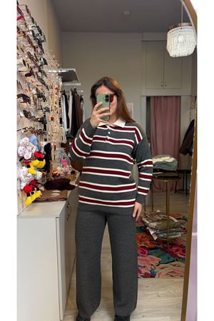 Çizgili Triko Takım 