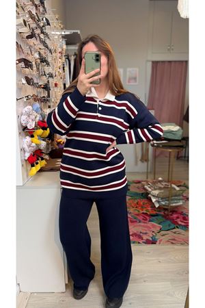 Çizgili Lacivert Triko Takım